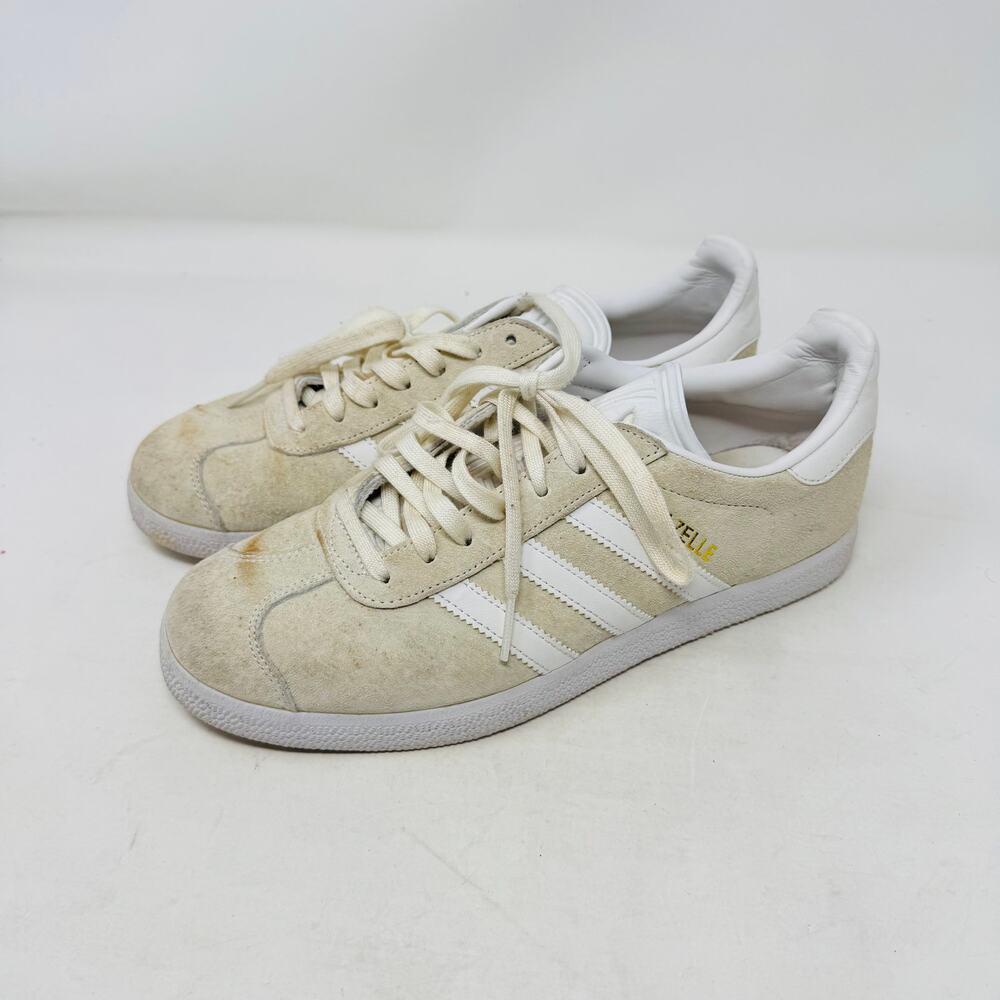 Adidas Gazelle Suede Sneakers‎ Size 7.5 Beige White Classic Retro Shoes